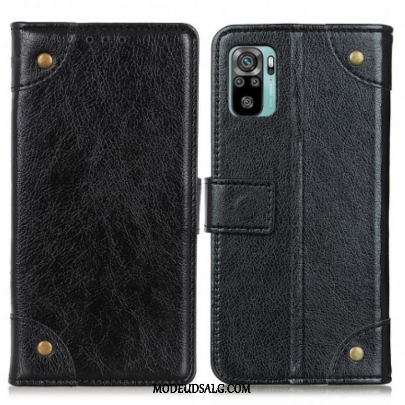 Læder Cover Xiaomi Redmi Note 10 / 10S Style Nappa Læder Vintage Nitter