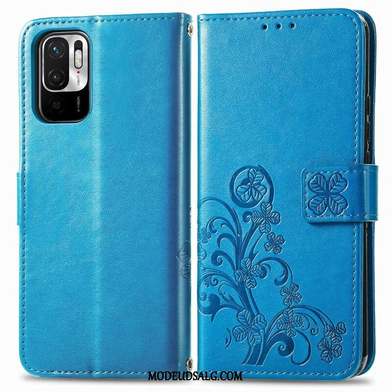 Læder Cover Xiaomi Redmi Note 10 5G Blomster I Vinden