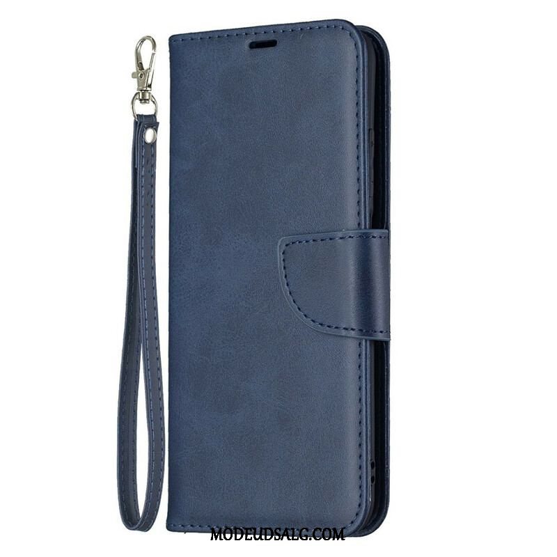 Læder Cover Xiaomi Redmi Note 10 5G Flip Cover Glat Flap Skrå