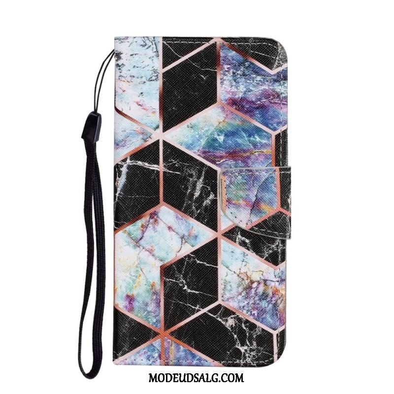 Læder Cover Xiaomi Redmi Note 11 Pro Plus 5G Geometrisk Marmorstil