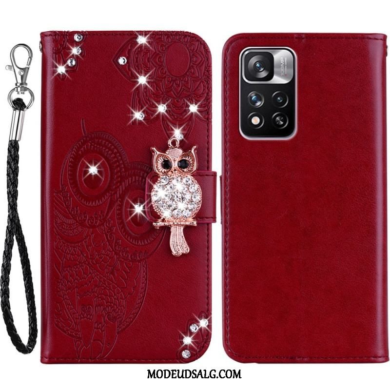 Læder Cover Xiaomi Redmi Note 11 Pro Plus 5G Ugle Mandala Og Charm