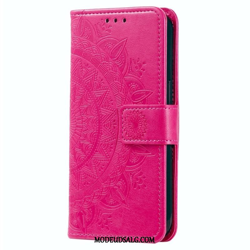 Læder Cover Xiaomi Redmi Note 12 4G Mandala Sun Med Snor