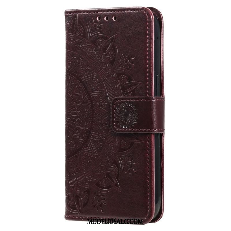 Læder Cover Xiaomi Redmi Note 12 4G Mandala Sun Med Snor