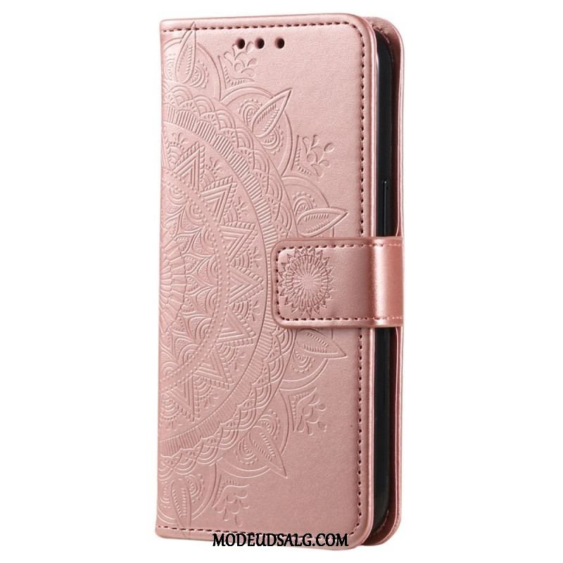 Læder Cover Xiaomi Redmi Note 12 4G Mandala Sun Med Snor