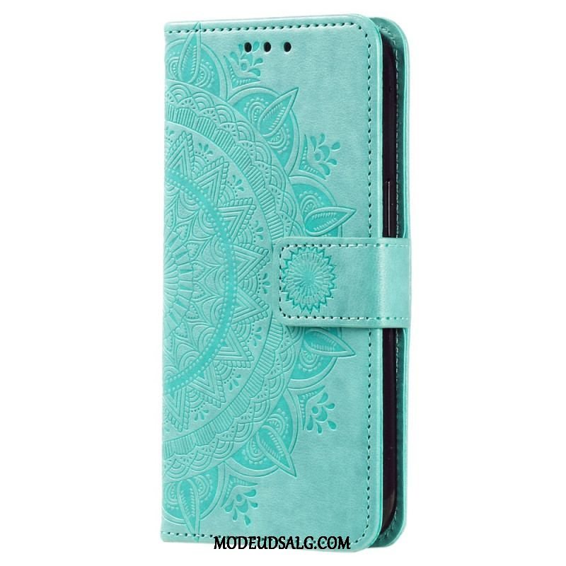 Læder Cover Xiaomi Redmi Note 12 4G Mandala Sun Med Snor