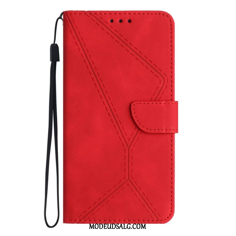 Læder Cover Xiaomi Redmi Note 13 4g Stiplede Og Stropper