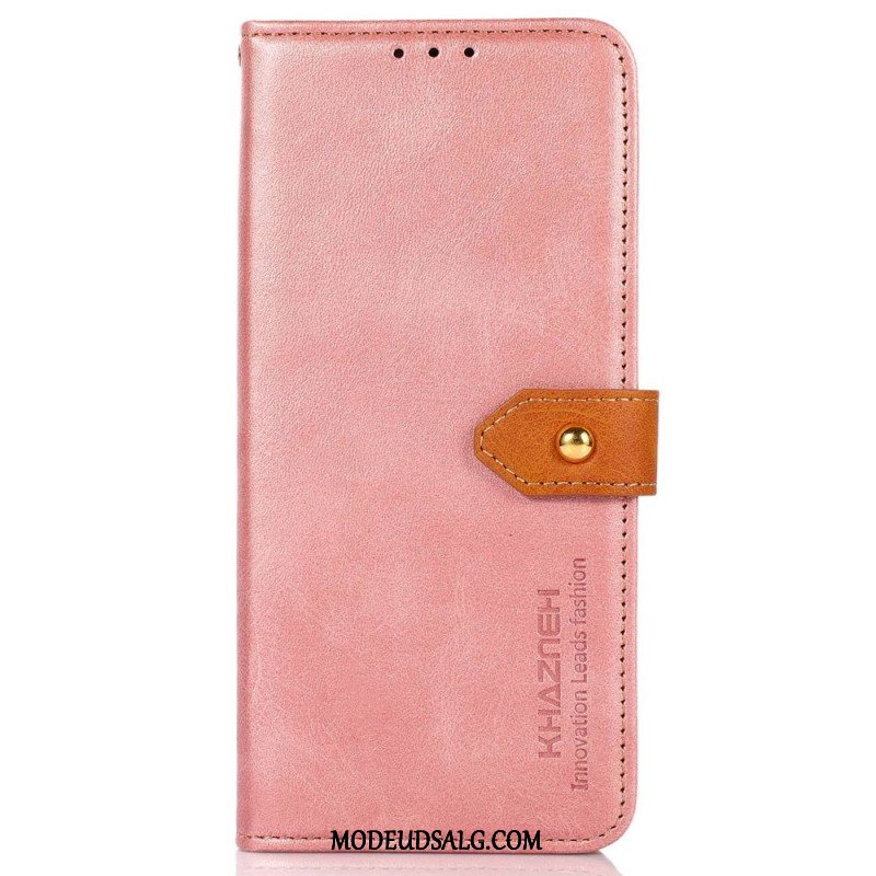 Læder Cover Xiaomi Redmi Note 13 4g Telefon Etui Guldlås Khazneh