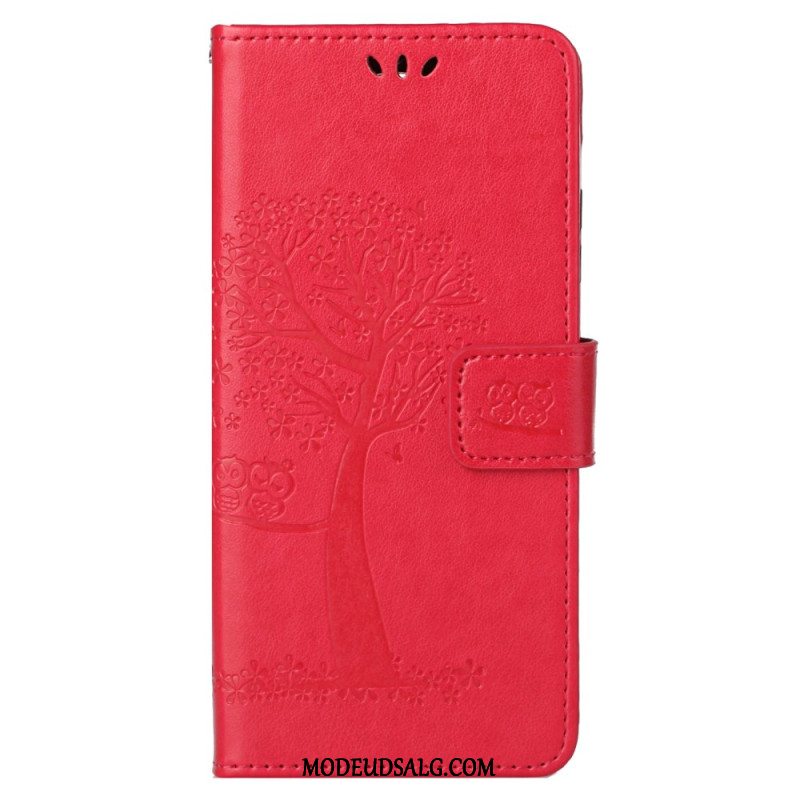 Læder Cover Xiaomi Redmi Note 13 5g Telefon Etui Træ Og Ugler