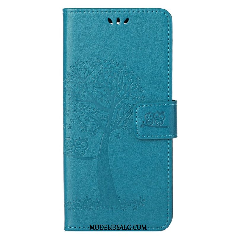 Læder Cover Xiaomi Redmi Note 13 5g Telefon Etui Træ Og Ugler