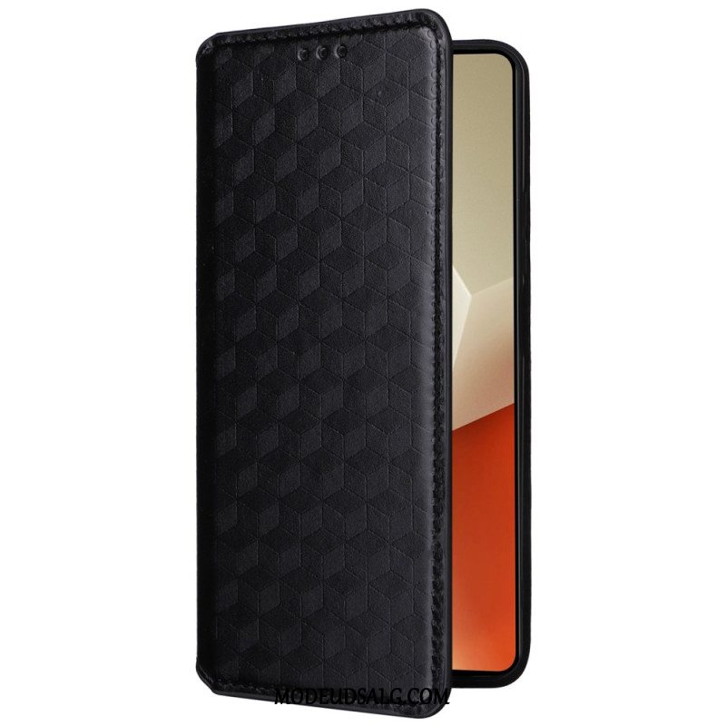 Læder Cover Xiaomi Redmi Note 13 Pro 5g Telefon Etui 3d Kuber