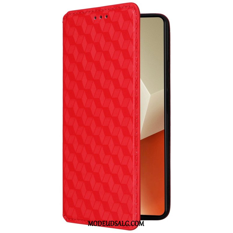 Læder Cover Xiaomi Redmi Note 13 Pro 5g Telefon Etui 3d Kuber