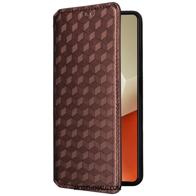 Læder Cover Xiaomi Redmi Note 13 Pro 5g Telefon Etui 3d Kuber