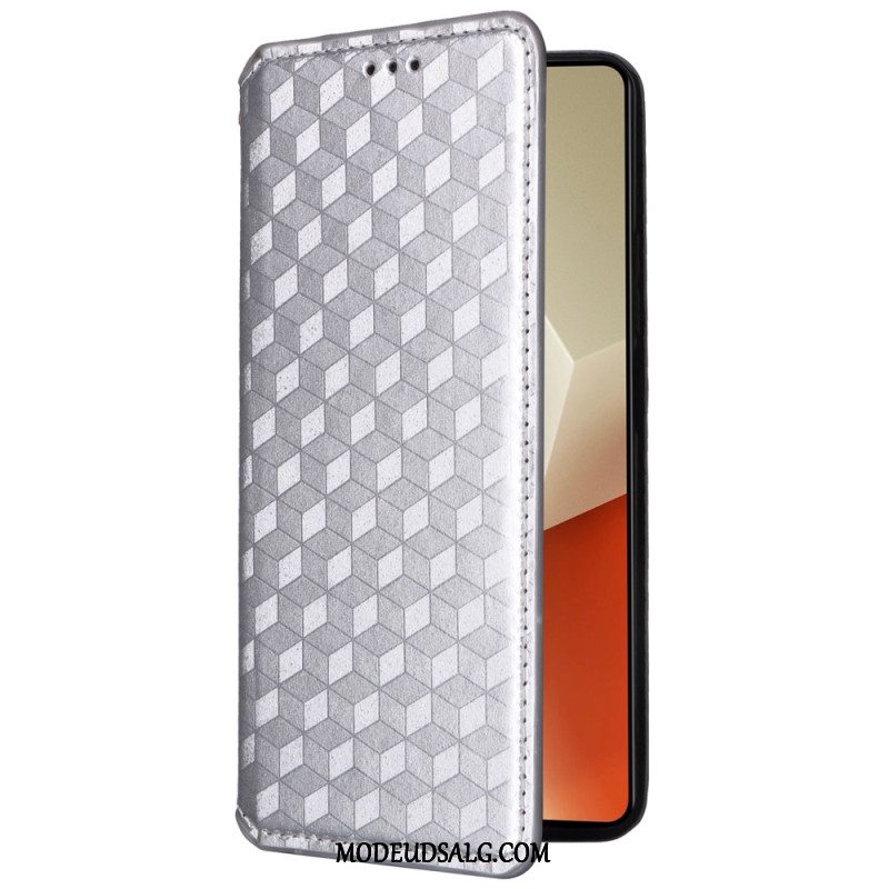 Læder Cover Xiaomi Redmi Note 13 Pro 5g Telefon Etui 3d Kuber