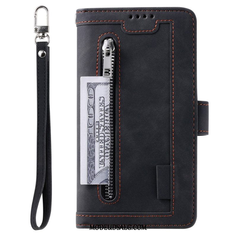 Læder Cover iPhone 16 Plus Telefon Etui A9 Lanyard Kortholder