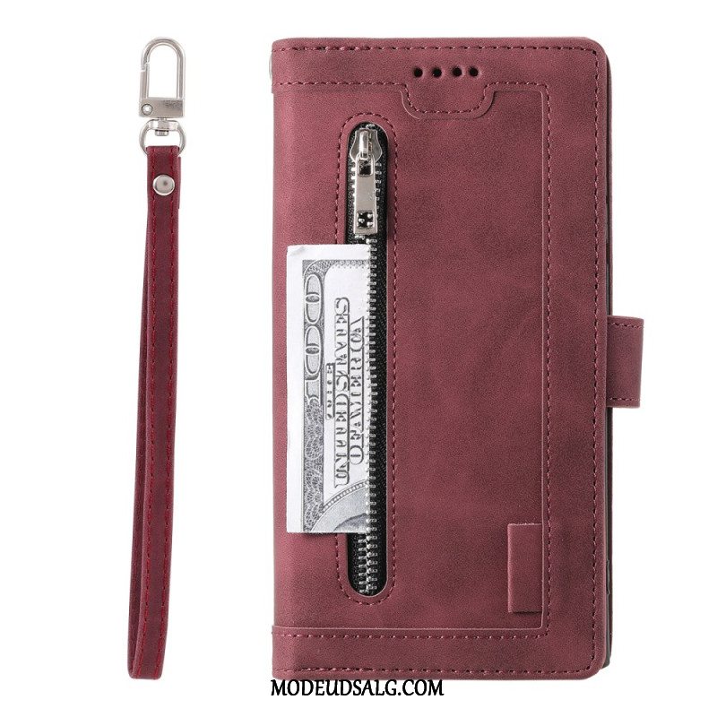 Læder Cover iPhone 16 Plus Telefon Etui A9 Lanyard Kortholder