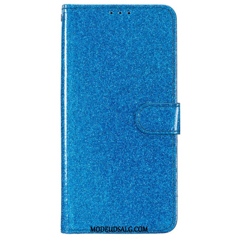 Læder Cover iPhone 16 Plus Telefon Etui Strappy Pailletter