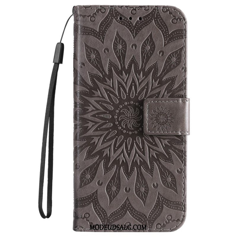 Læder Cover iPhone 16 Pro Telefon Etui Mandala Med Snor