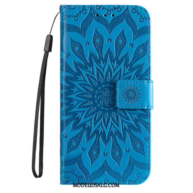 Læder Cover iPhone 16 Pro Telefon Etui Mandala Med Snor