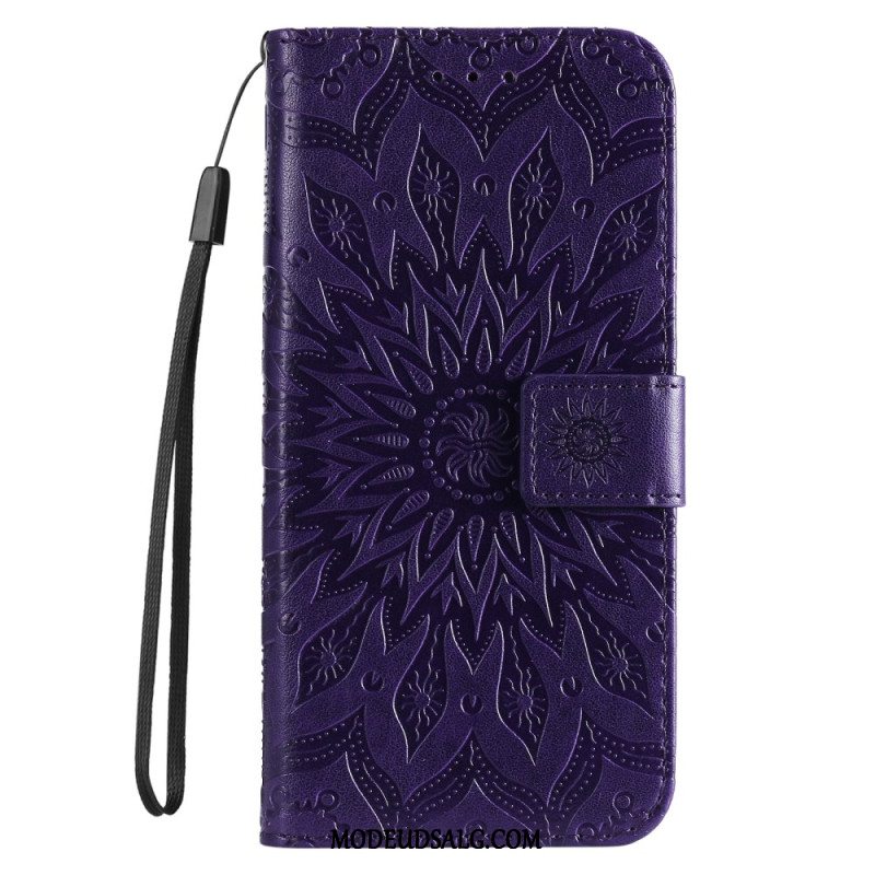 Læder Cover iPhone 16 Pro Telefon Etui Mandala Med Snor