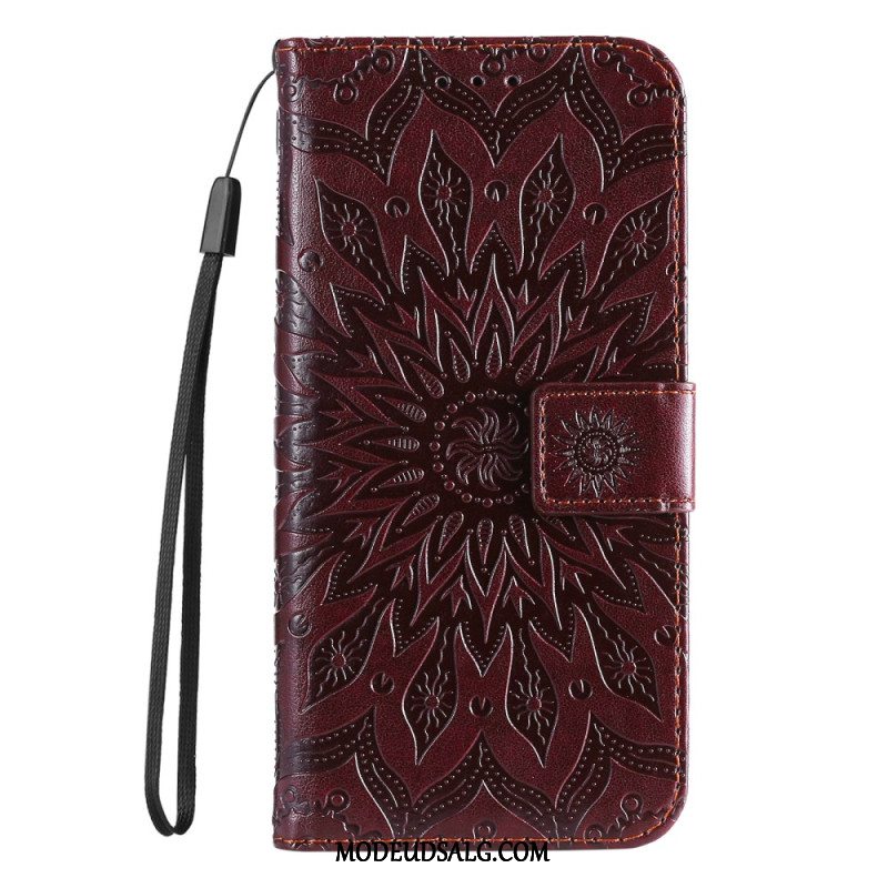 Læder Cover iPhone 16 Pro Telefon Etui Mandala Med Snor