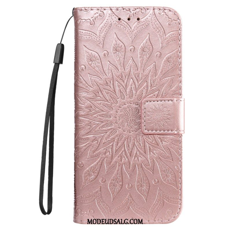 Læder Cover iPhone 16 Pro Telefon Etui Mandala Med Snor