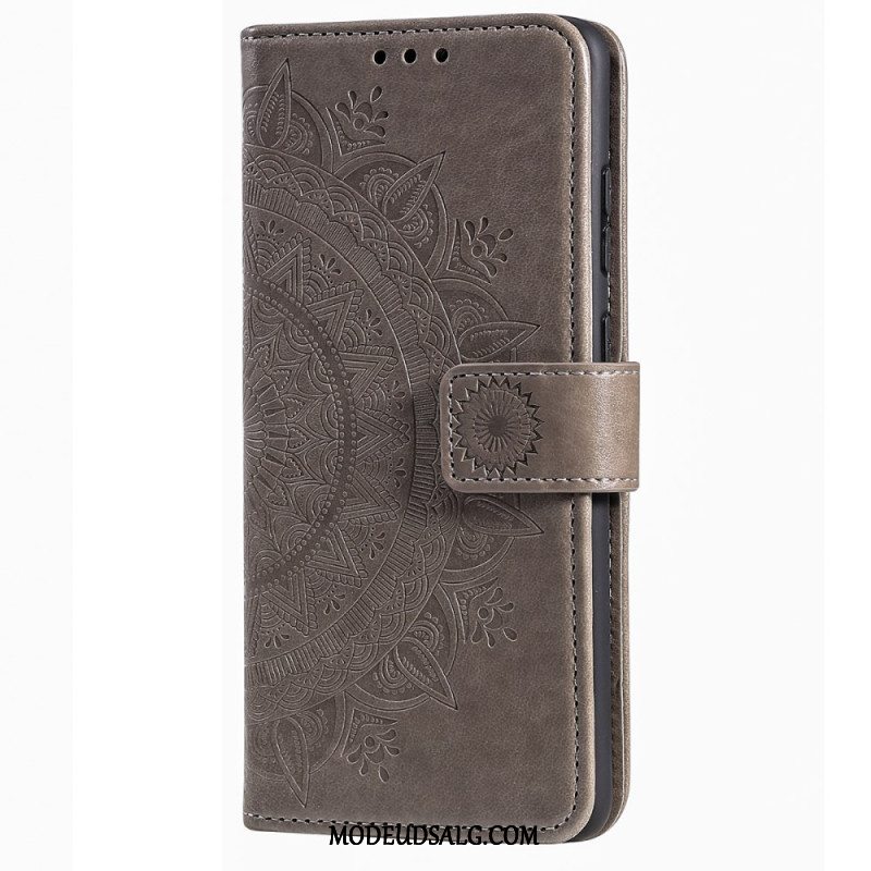 Læder Cover iPhone 16 Pro Telefon Etui Mandala Sol Med Rem