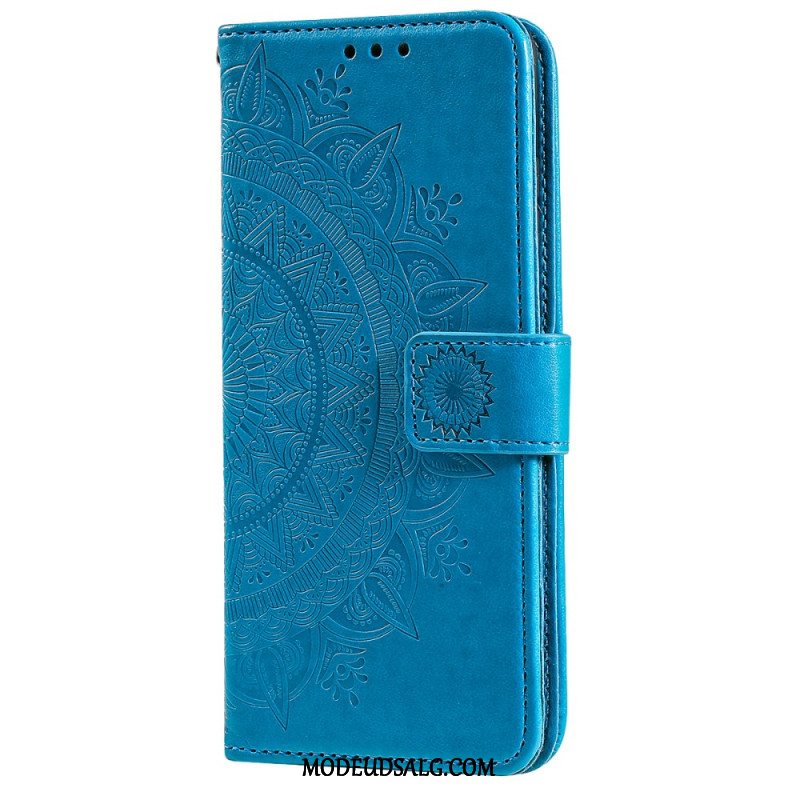 Læder Cover iPhone 16 Pro Telefon Etui Mandala Sol Med Rem