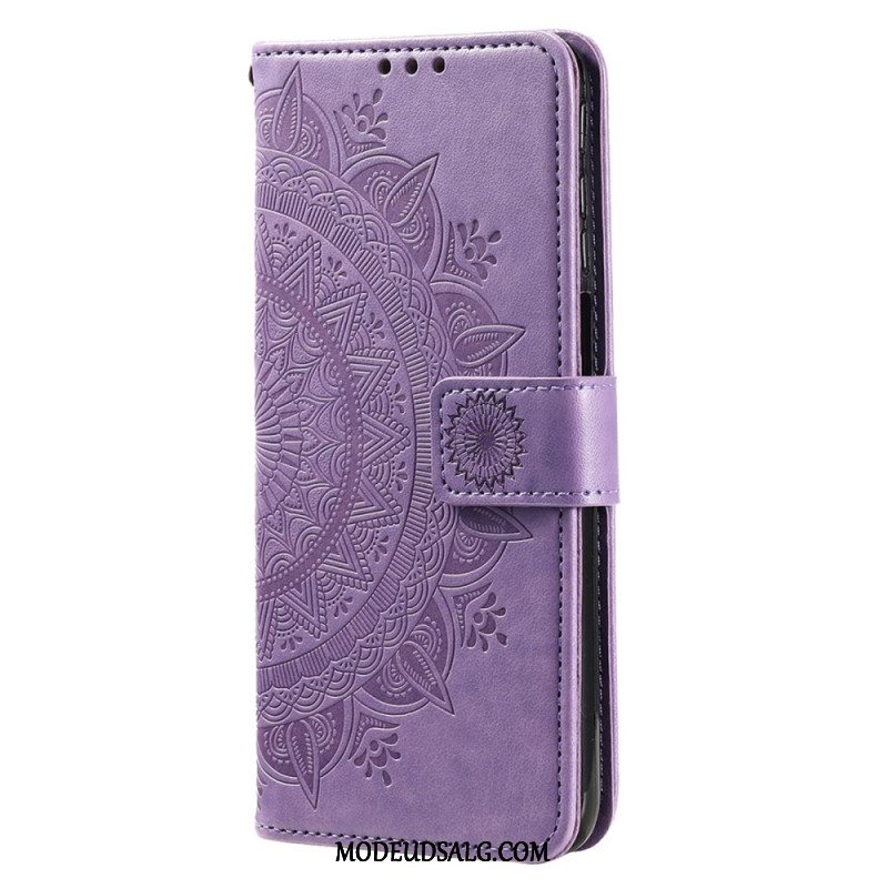 Læder Cover iPhone 16 Pro Telefon Etui Mandala Sol Med Rem