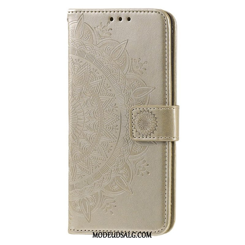 Læder Cover iPhone 16 Pro Telefon Etui Mandala Sol Med Rem