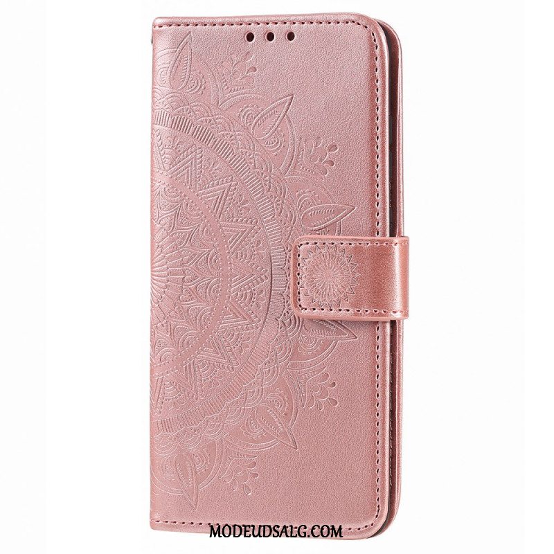 Læder Cover iPhone 16 Pro Telefon Etui Mandala Sol Med Rem