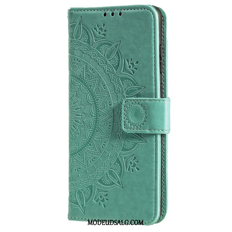 Læder Cover iPhone 16 Pro Telefon Etui Mandala Sol Med Rem