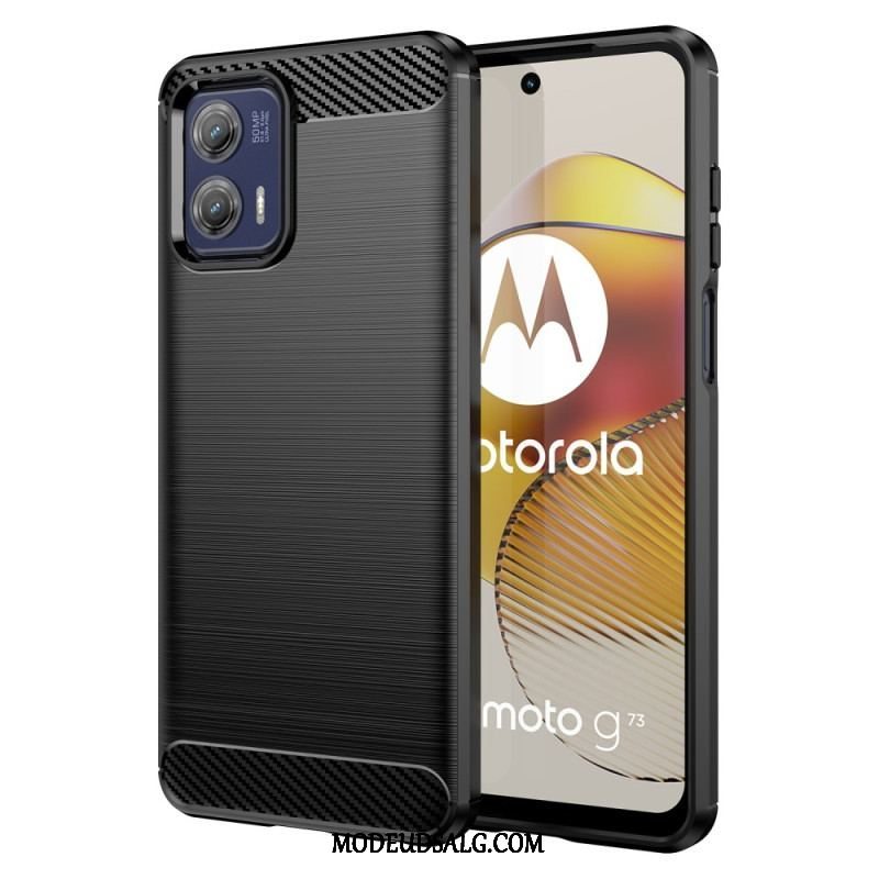 Mobilcover Moto G73 5G Børstet Kulfiber