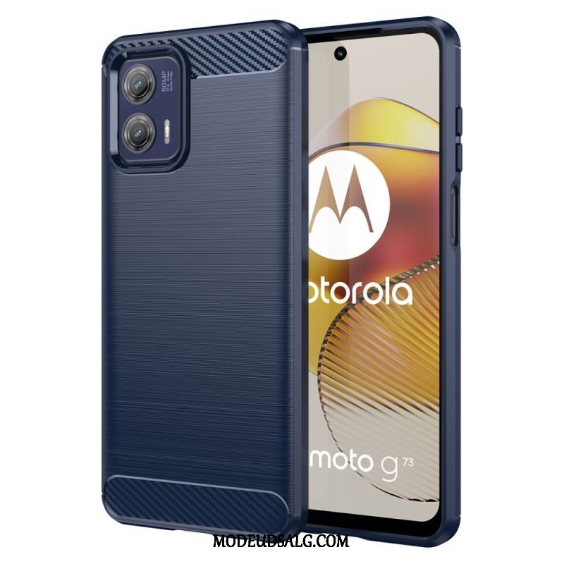 Mobilcover Moto G73 5G Børstet Kulfiber