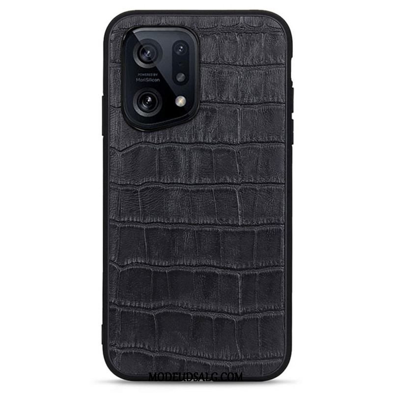 Mobilcover Oppo Find X5 Ægte Crocodile Texture Læder