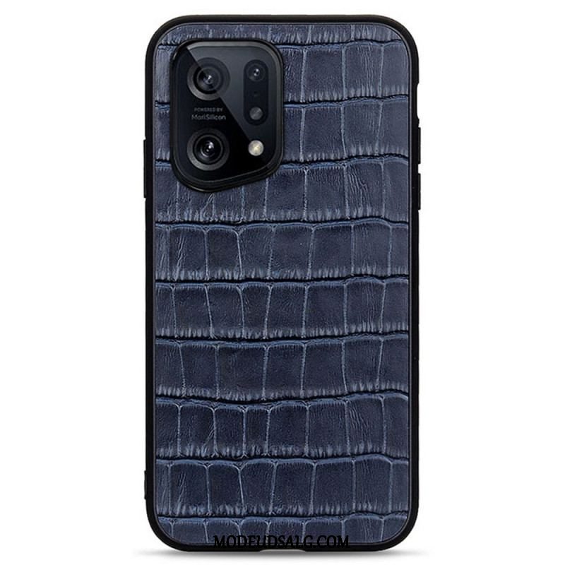 Mobilcover Oppo Find X5 Ægte Crocodile Texture Læder