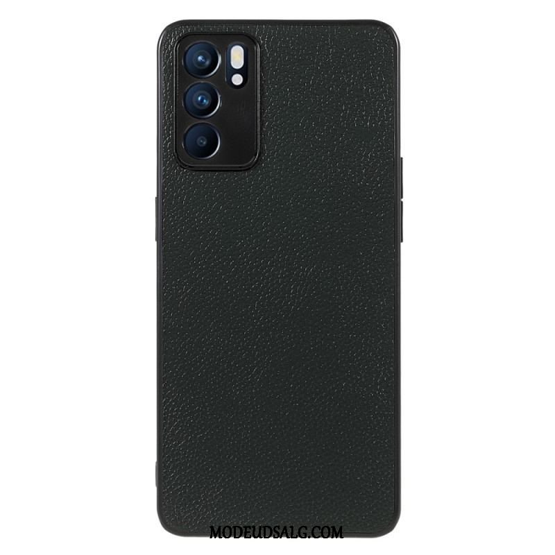 Mobilcover Oppo Reno 6 5G Ægte Litchi Læder