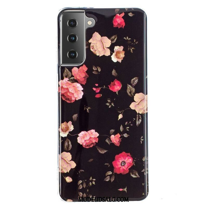 Mobilcover Samsung Galaxy S21 5G Fluorescerende Blomsterserie