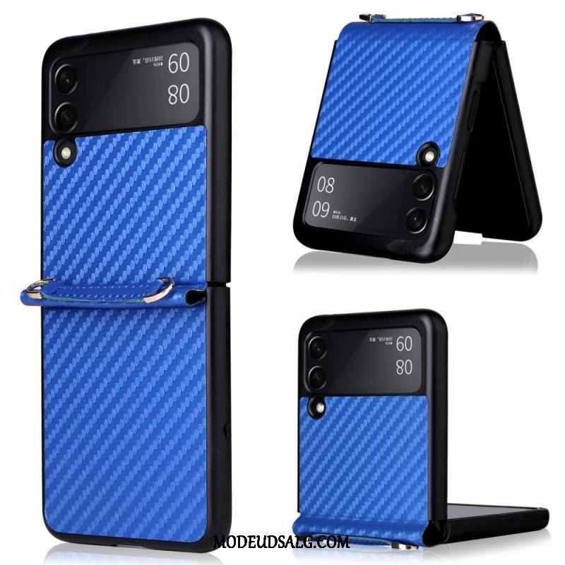 Mobilcover Samsung Galaxy Z Flip 3 5G Flip Cover Kulfiber Med Snor