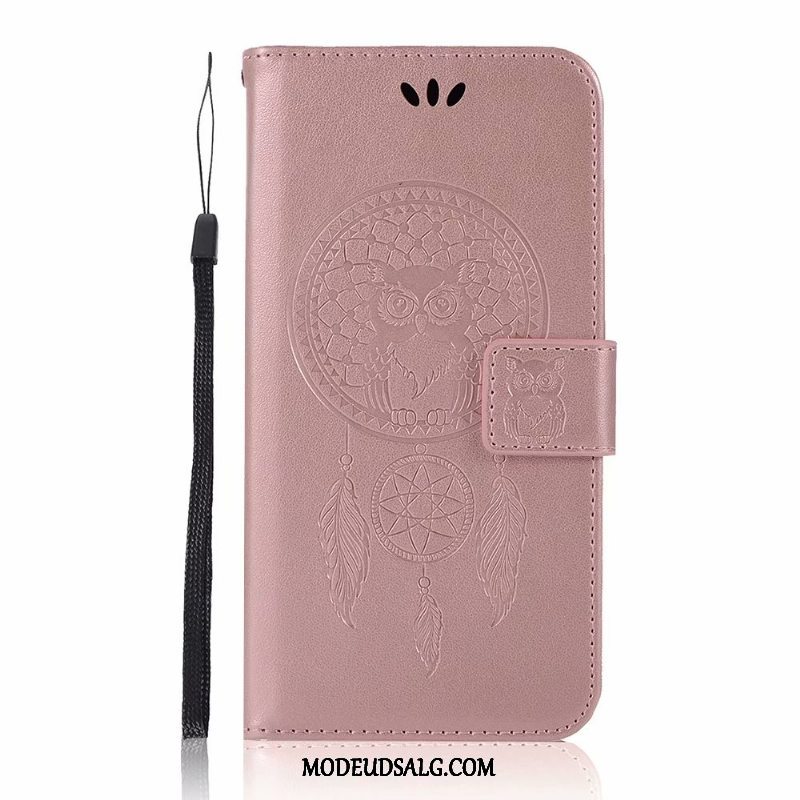 Moto E6 Plus Etui Folio Anti-fald Cover Kort Lilla