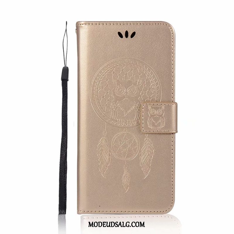 Moto E6 Plus Etui Folio Anti-fald Cover Kort Lilla