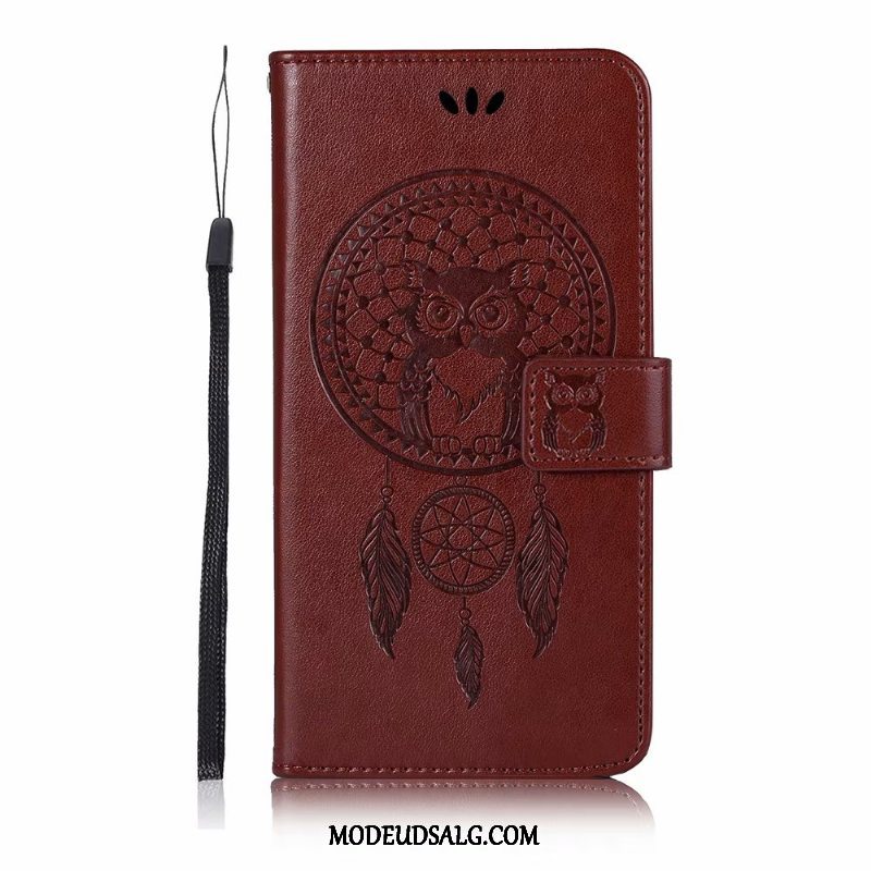 Moto E6 Plus Etui Folio Anti-fald Cover Kort Lilla