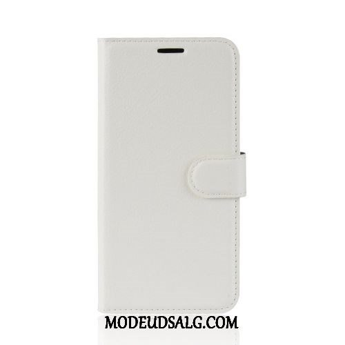 Moto E6 Plus Etui Lædertaske Support Cover Folio Litchi