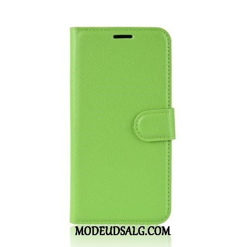 Moto E6 Plus Etui Lædertaske Support Cover Folio Litchi