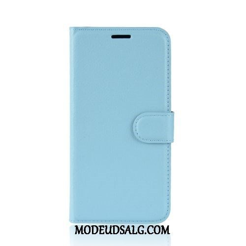 Moto E6 Plus Etui Lædertaske Support Cover Folio Litchi