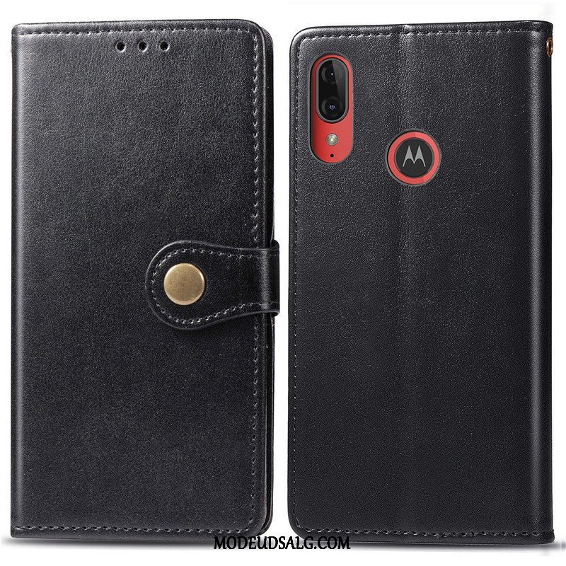 Moto E6 Plus Etui Solid Farve Cover Folio Beskyttelse Lædertaske