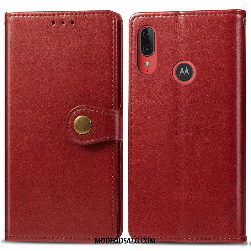 Moto E6 Plus Etui Solid Farve Cover Folio Beskyttelse Lædertaske