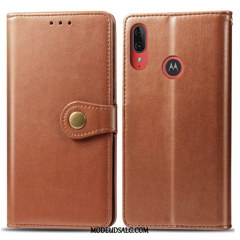 Moto E6 Plus Etui Solid Farve Cover Folio Beskyttelse Lædertaske