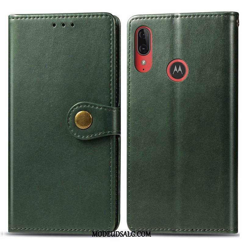 Moto E6 Plus Etui Solid Farve Cover Folio Beskyttelse Lædertaske