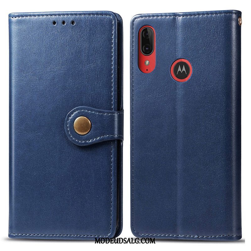 Moto E6 Plus Etui Solid Farve Cover Folio Beskyttelse Lædertaske