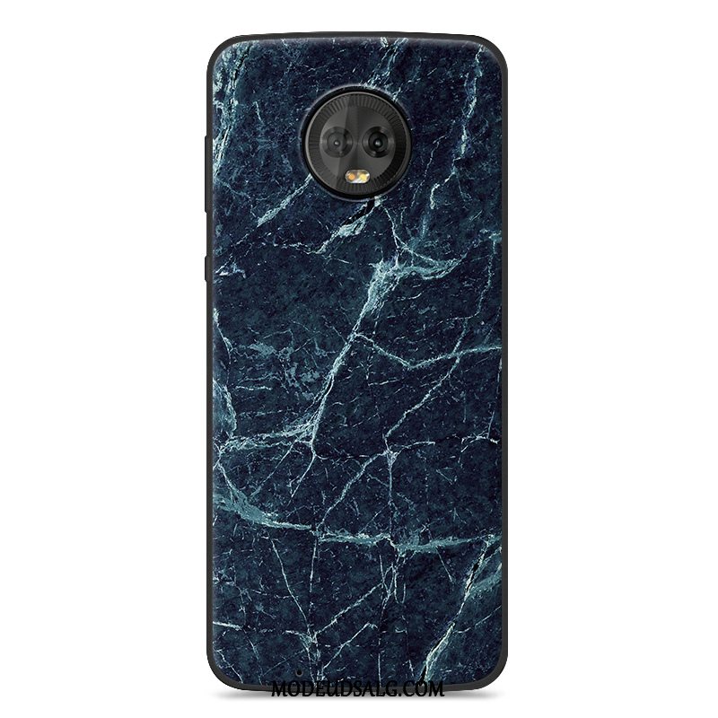 Moto G6 Etui Cyan Sort Kreativ Anti-fald Malet